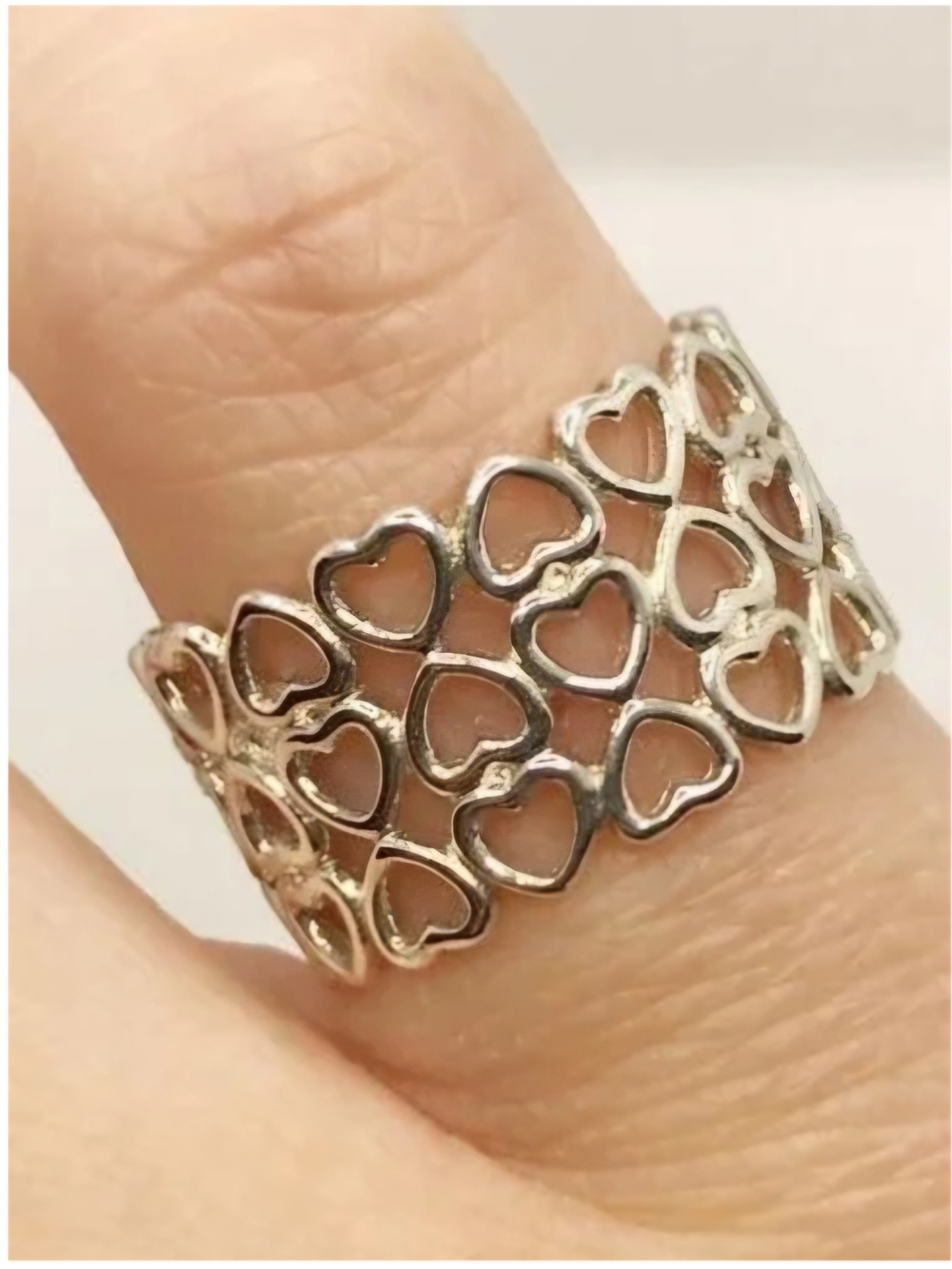 Tiffany & Co. Sterling Silver Open Heart Band — Silver Size 6 - Picture 8 of 8